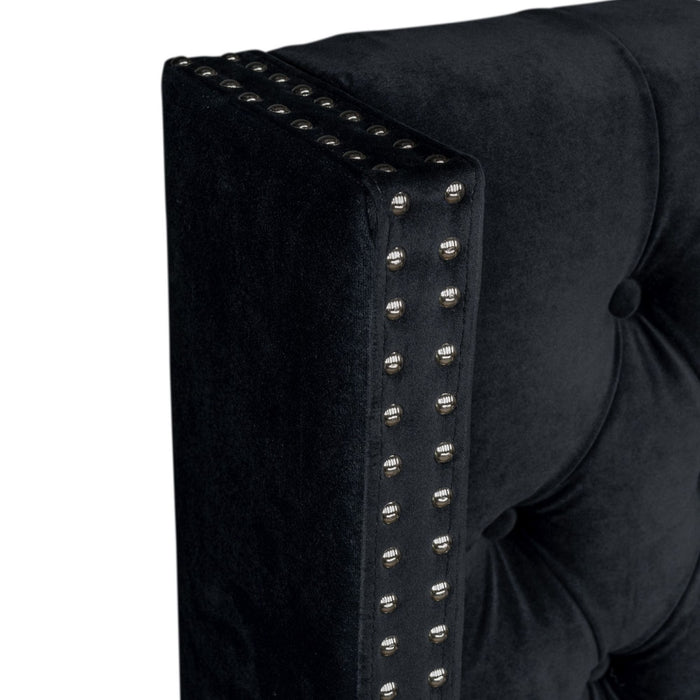 Amelia - Upholstered Wingback Headboard With Button Tufting & Nailhead Trim Velvet - Black - Simple Home Plus