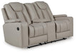 Elevate Edges - Glide Reclining Loveseat With Console - Coin - Simple Home Plus