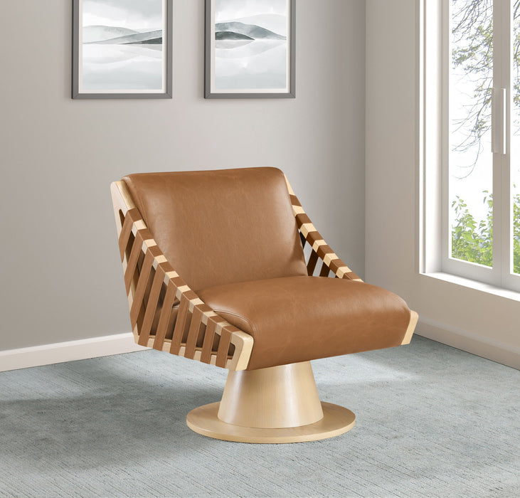 Millwin - Swivel Accent Chair With Natural Base - Simple Home Plus