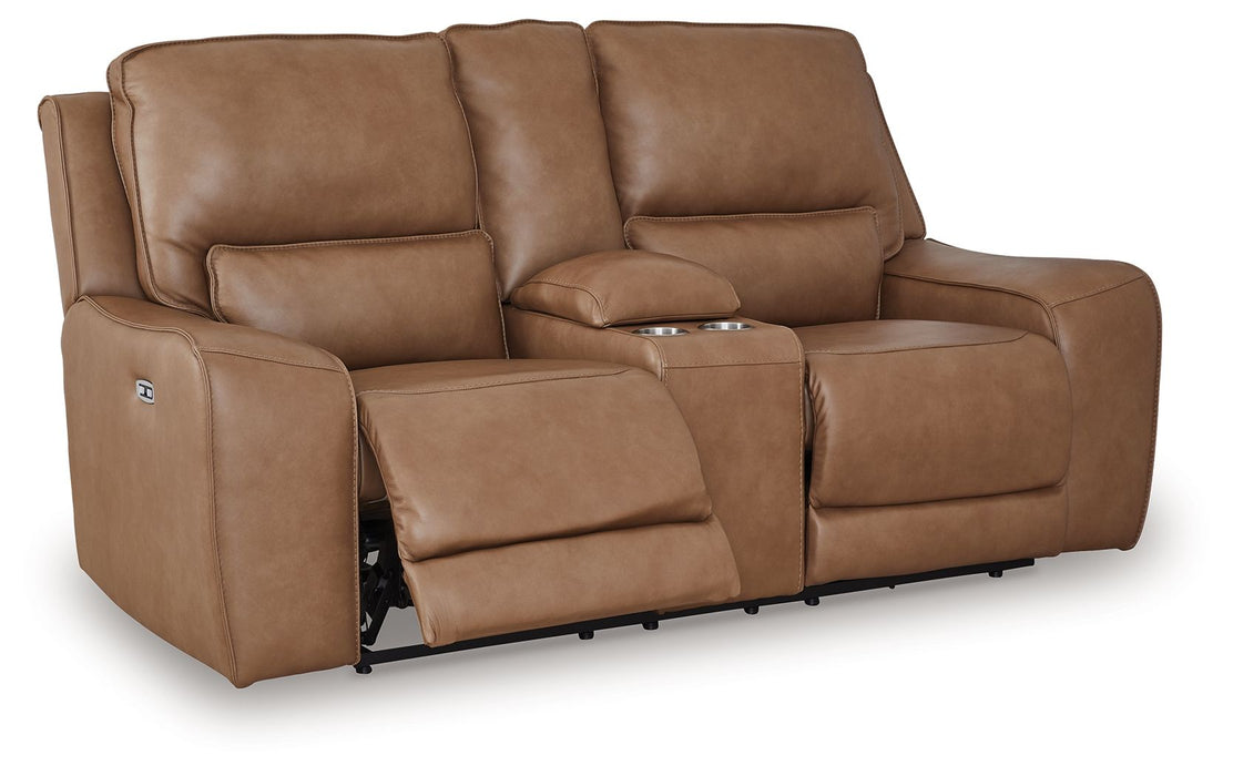 DeepWakes - Caramel - Power Reclining Loveseat / Console / Adjustable Headrest - Simple Home Plus