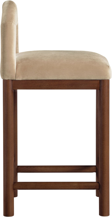Conrad - Velvet Counter Stool With Brown Legs - Simple Home Plus