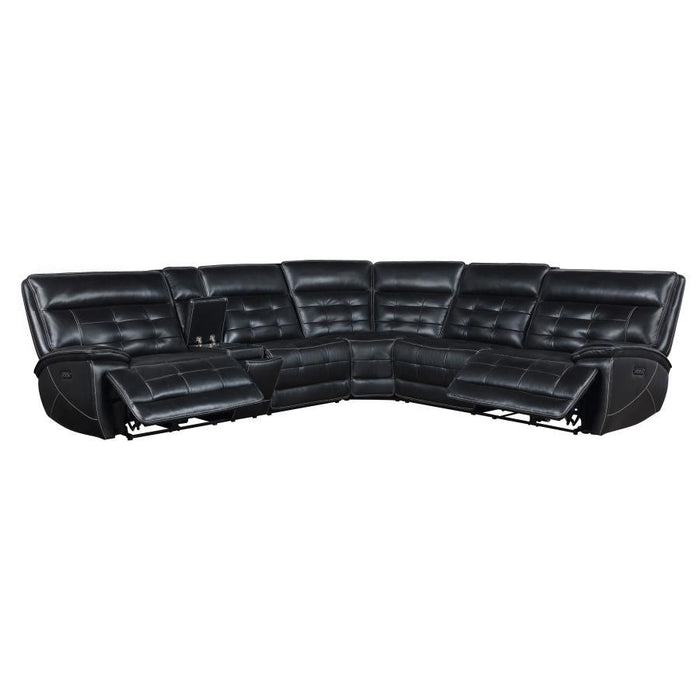 Hewitt - Leather Upholstered Power Reclining Sectional - Black - Simple Home Plus