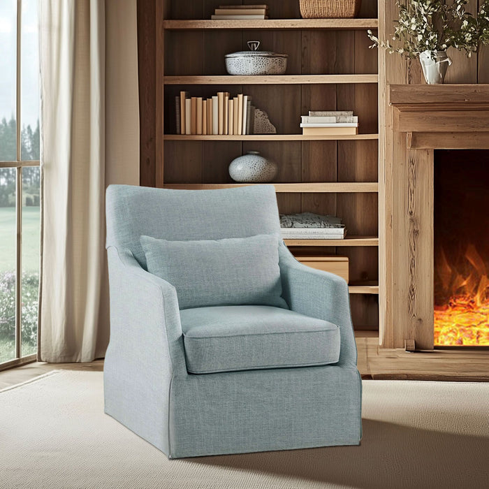 London - Skirted Swivel Chair - Light Blue