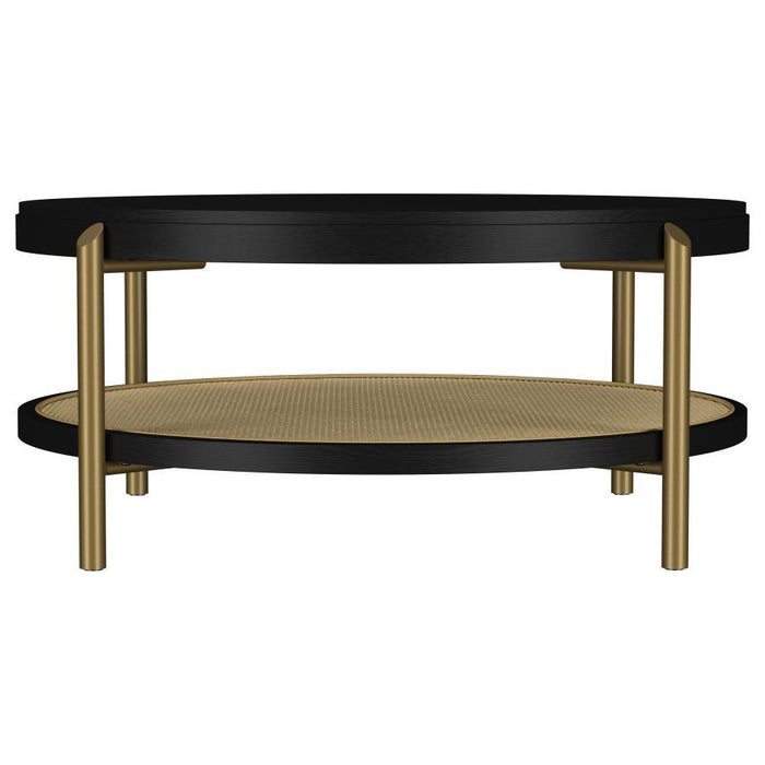 Arini - Round Coffee Table With Storage Shelf - Simple Home Plus