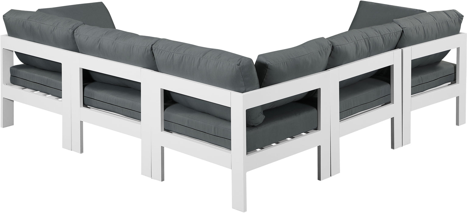 Nizuc - Outdoor Patio 5 Piece Modular Sectional With White Frame - Simple Home Plus