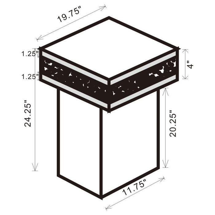 Elora - Square Mirrored Accent Side Table - Silver - Simple Home Plus