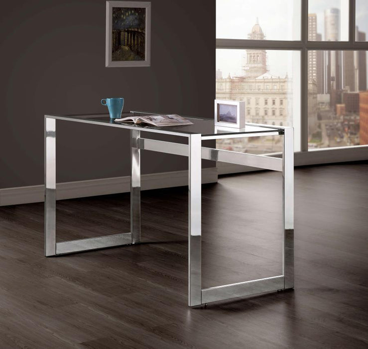 Hartford - Glass Top Writing Desk - Chrome - Simple Home Plus