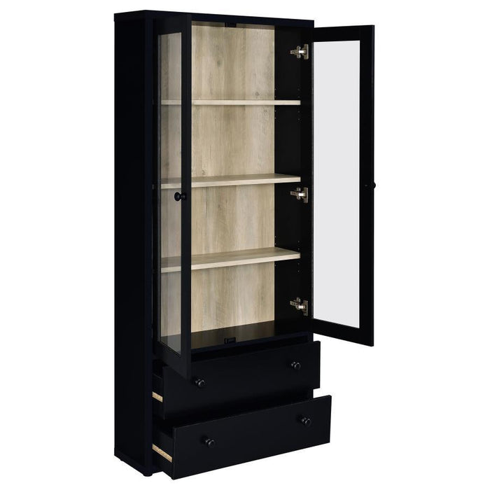 Hawthorne - 4-Shelf Glass Door Tall Cabinet With Drawers - Simple Home Plus