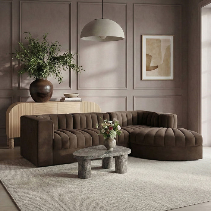 Rummi - Velvet Performance Fabric Upholstered 4 Piece Modular Sectional, With Reverse Corner Chair - Simple Home Plus