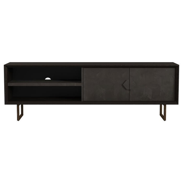 Marsden - 2 Door Mango Wood TV Stand - Charcoal Black - Simple Home Plus