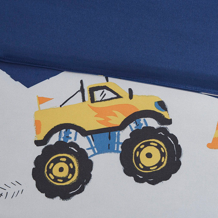 Nash - Twin Monster Truck Comforter Set - Blue - Simple Home Plus