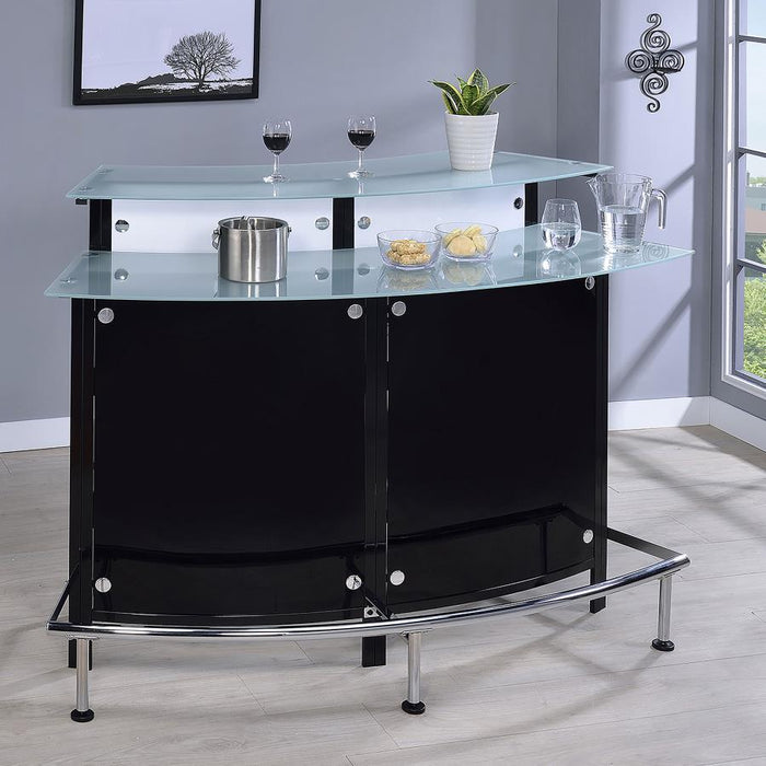 Keystone - Curved Glass Top Home Bar Wine Cabinet - Black - Simple Home Plus