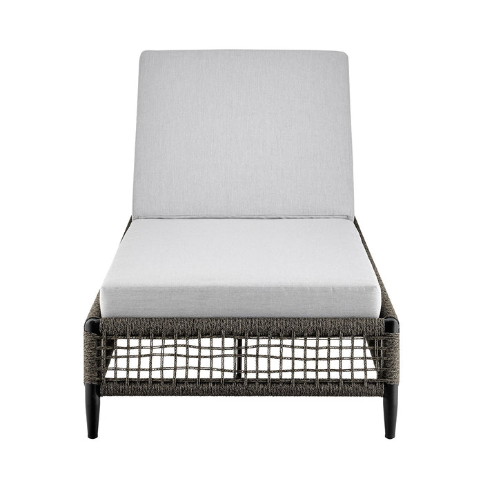 Alegria - Outdoor Patio Adjustable Chaise Lounge Chair In Aluminum With Gray Rope And Cushions - Simple Home Plus