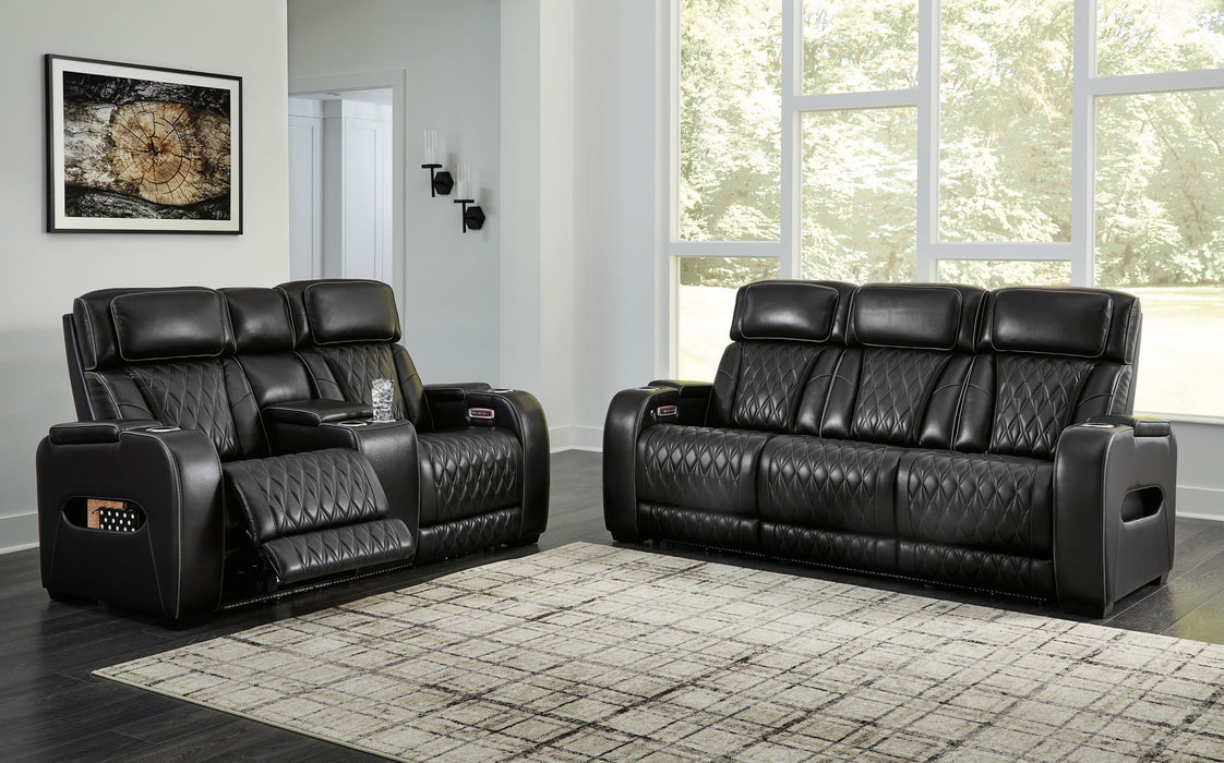 Boyington - 2 Pc. - Power Reclining Sofa And Loveseat - Black - Simple Home Plus