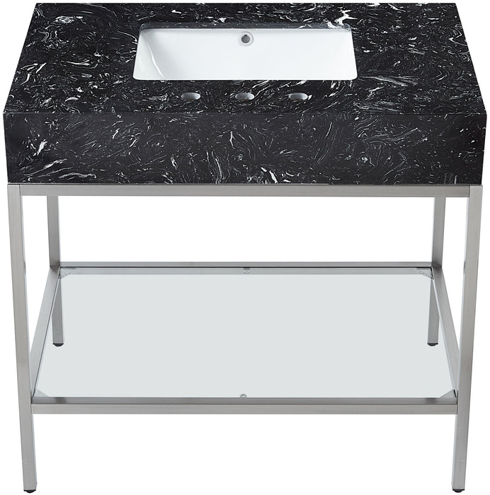 Marmo - Engineered Marble Bathroom Vanity With Chrome Base - Simple Home Plus