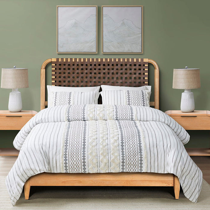 Jameson - Woven Faux Leather Queen Bed - Natural - Simple Home Plus