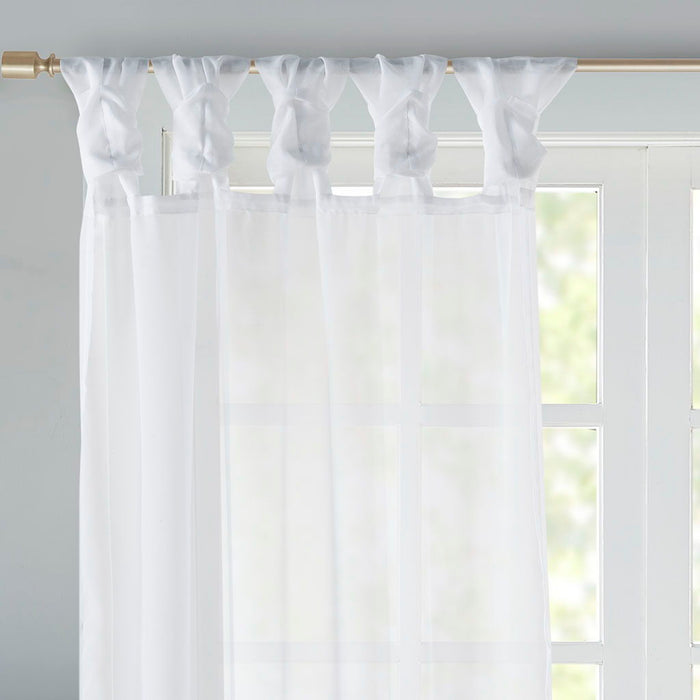 Ceres - 63" Twist Tab Voile Sheer Window Pair - White - Simple Home Plus