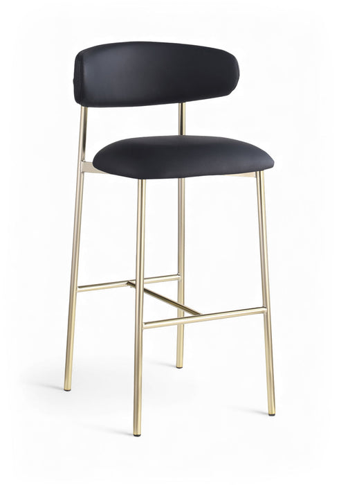 Lupita - Vegan Leather Upholstered Bar Stool With Brushed Gold Frame (Set of 2) - Simple Home Plus