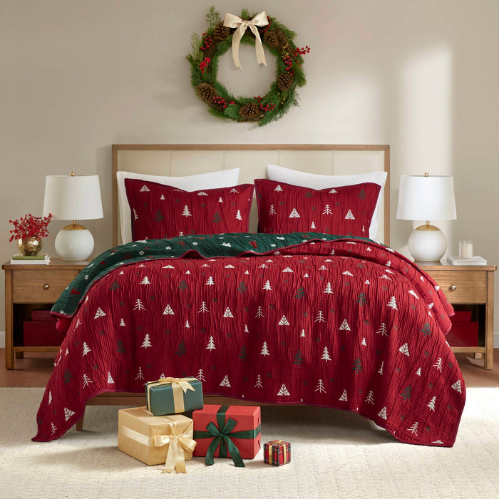 Winter - King Coverlet Mini Set - Red - Simple Home Plus