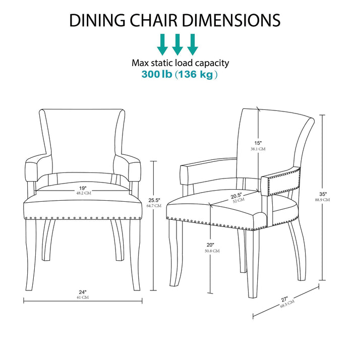 Dawson - Arm Dining Chair - Gray - Simple Home Plus