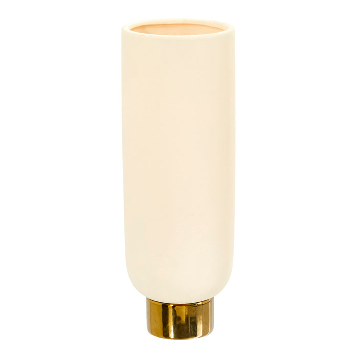 12.75" Elegance Ceramic Cylinder Vase with Gold Accents