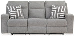 Biscoe - Pewter - Power Reclining Sofa With Adj Headrest - Simple Home Plus
