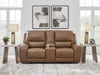 DeepWakes - Caramel - Power Reclining Loveseat / Console / Adjustable Headrest - Simple Home Plus