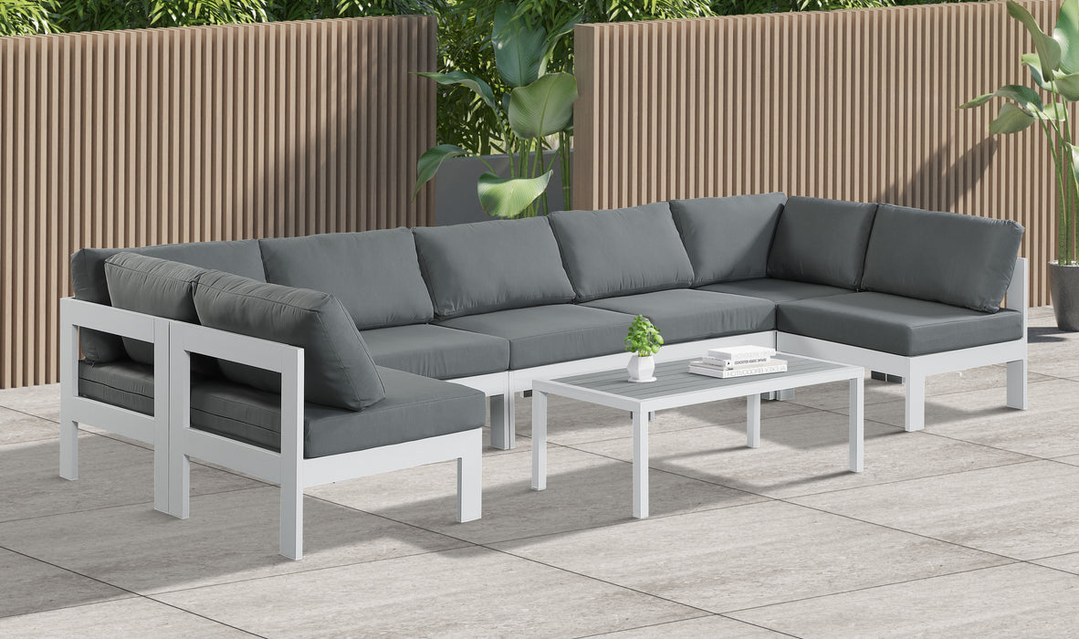 Nizuc - Outdoor Patio 7 Piece Modular Sectional With White Frame - Simple Home Plus