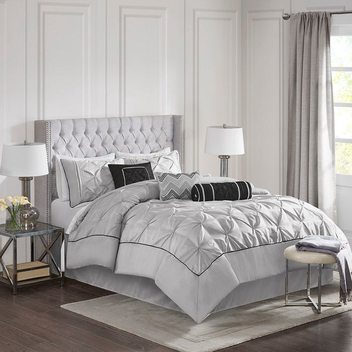 Laurel - Queen 7 Piece Tufted Comforter Set - Gray - Simple Home Plus