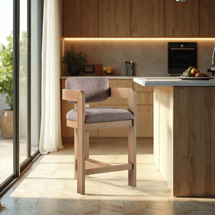 Sacha - Linen Stool With Natural Base - Simple Home Plus