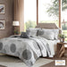 Knowles - California King Complete Reversible Coverlet And Sheet Set - Gray - Simple Home Plus