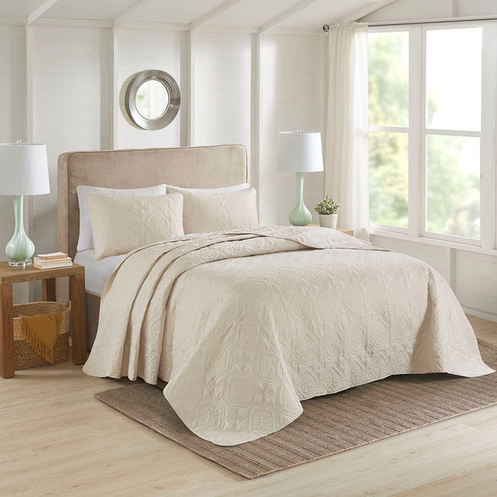 Oakley - 3 Piece Reversible Bedspread Set - Cream - Simple Home Plus