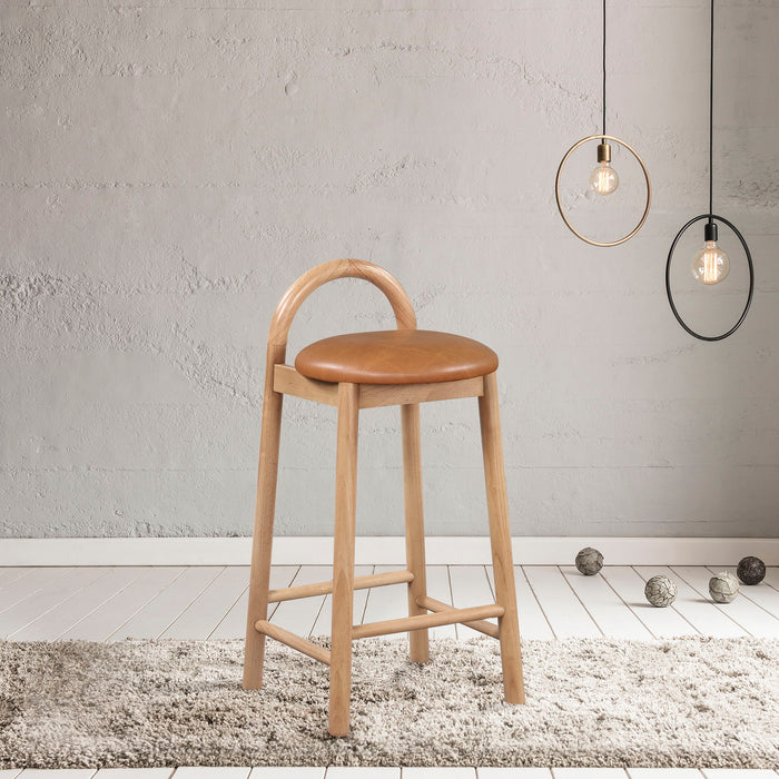 Calvin - Faux Leather Stool - Light Brown Legs - Simple Home Plus