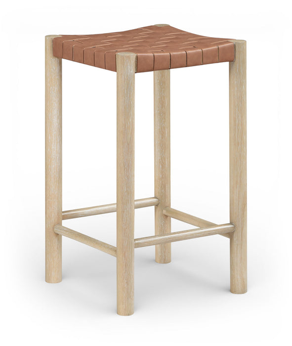 Entwine - Vegan Leather Upholstered Backless Counter Stool - Painted Natural - Simple Home Plus