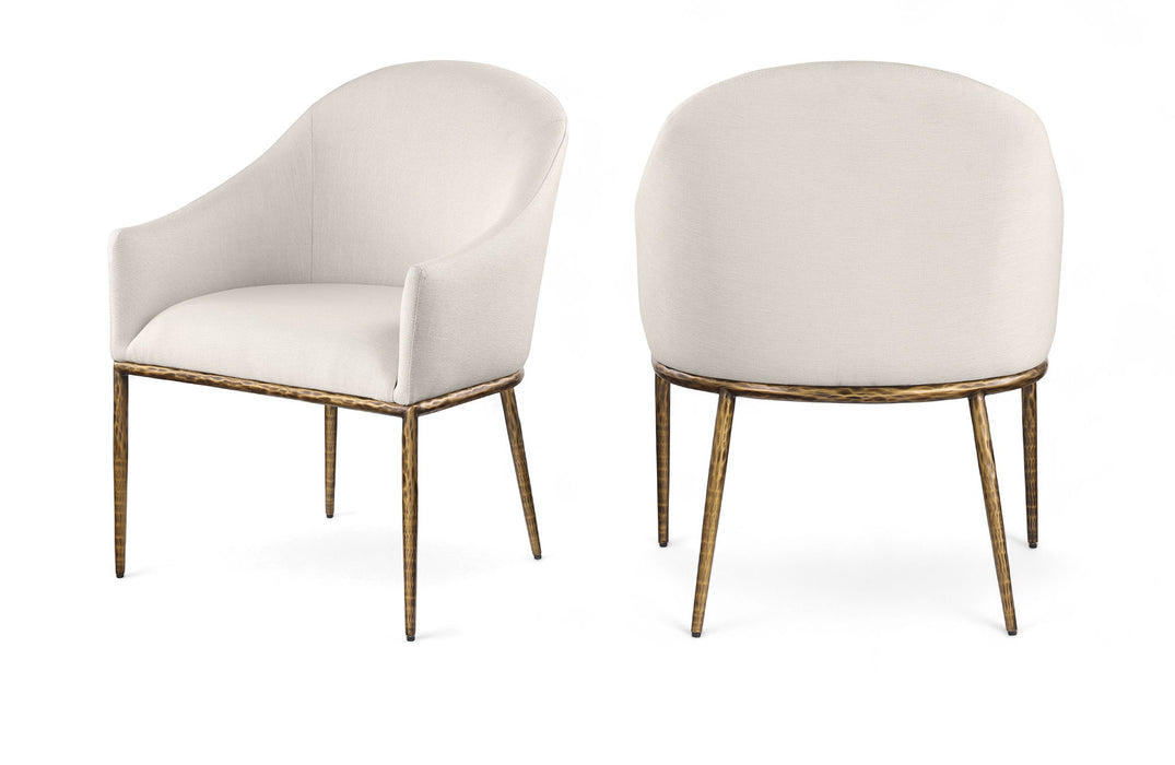 Ferro - Upholstered Dining Arm Chair With Brushed Gold Legs - Simple Home Plus
