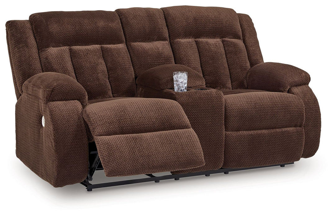 Free Wake - Chocolate - Double Relcining Power Loveseat With Console - Simple Home Plus