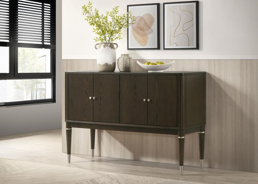 Reseda - 4-Door Dining Sideboard Server With Shelves - Ash Brown - Simple Home Plus