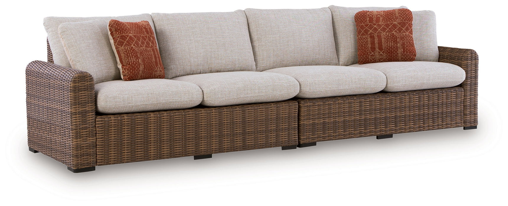 Dolan Creek - RAF/LAF Loveseat With Cushion (Set of 2) - Beige / Brown - Simple Home Plus