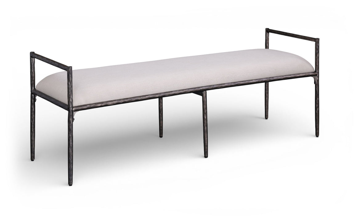 Axis - Linen Textured  Beige Fabric Upholstered Bench - Simple Home Plus