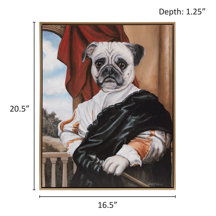 Pet Portrait - Captain's Guard Pug Framed Canvas Wall Art - Multi - Simple Home Plus
