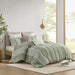 Shay - 3 Piece Striped Cotton Comforter Set - Sage - Simple Home Plus