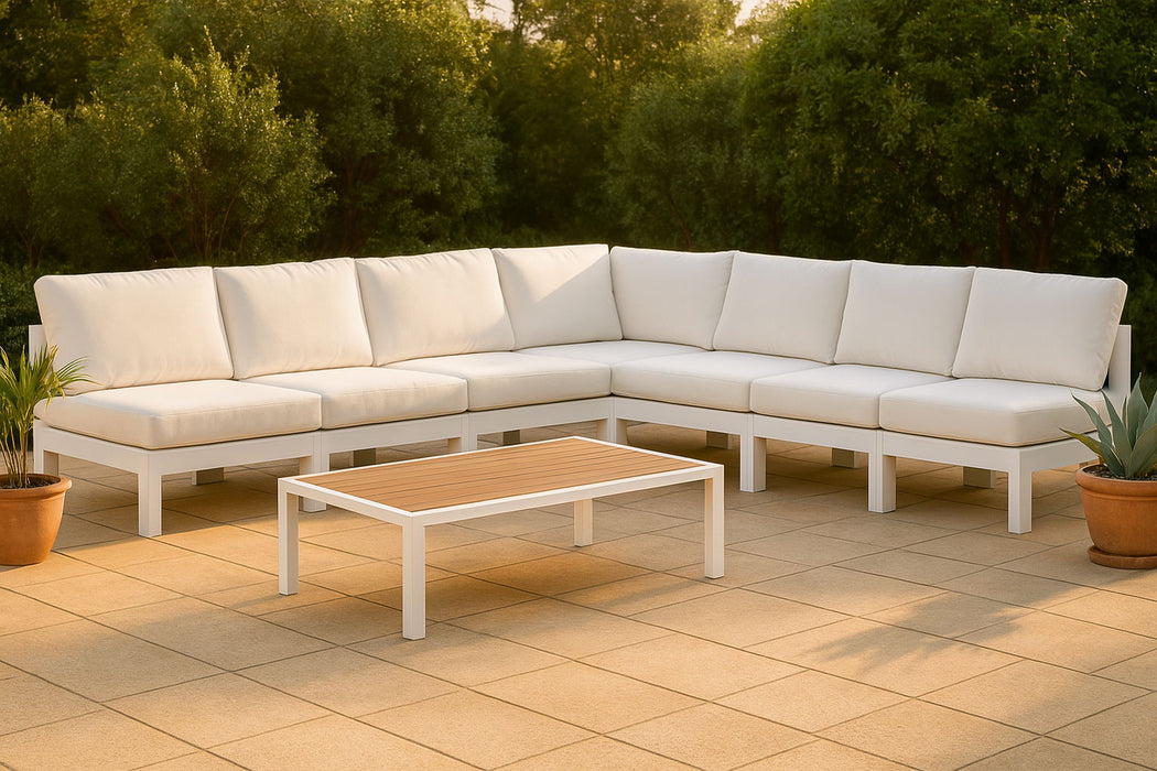 Nizuc - Outdoor Patio 7 Piece Modular Sectional With White Frame - Simple Home Plus