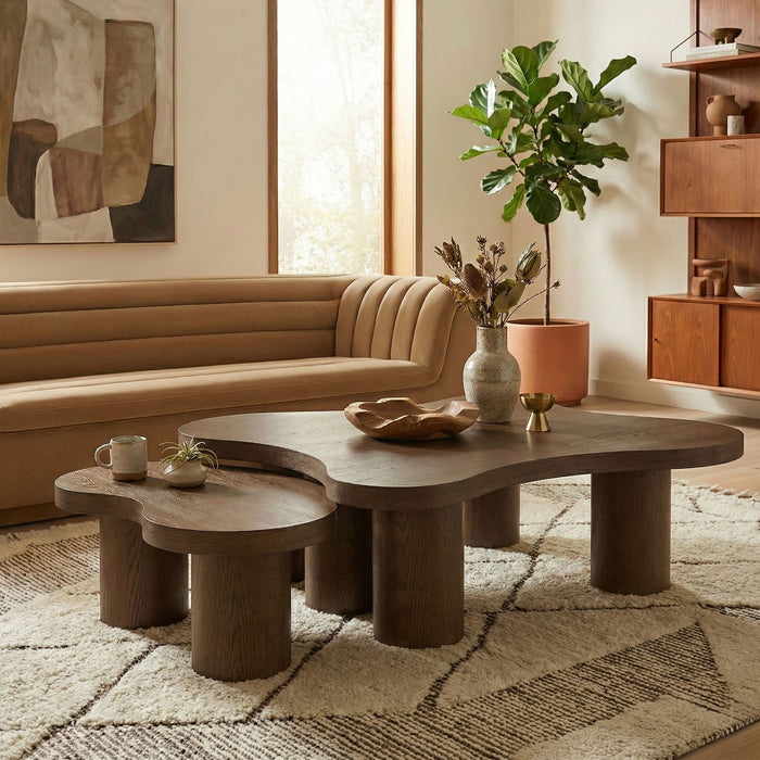 Cove - Oak Veneer And Solid Wood 2 Piece Coffee Table - Simple Home Plus