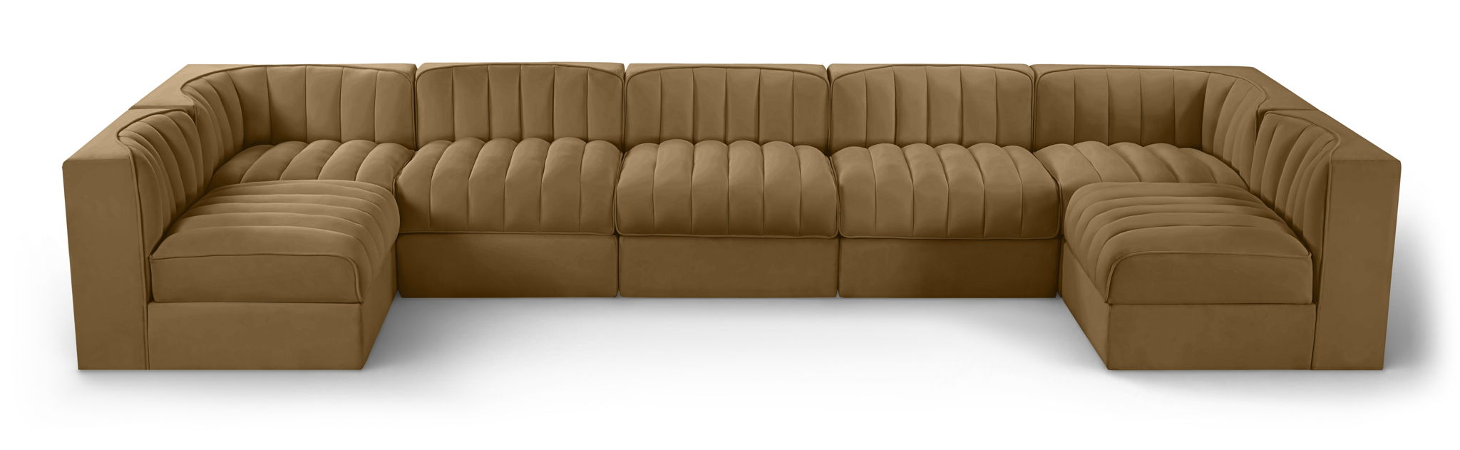 Rummi - Velvet Performance Fabric Upholstered 7 Piece Modular Sectional (With 2 Corner Chairs) - Simple Home Plus