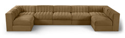 Rummi - Velvet Performance Fabric Upholstered 7 Piece Modular Sectional (With 2 Corner Chairs) - Simple Home Plus