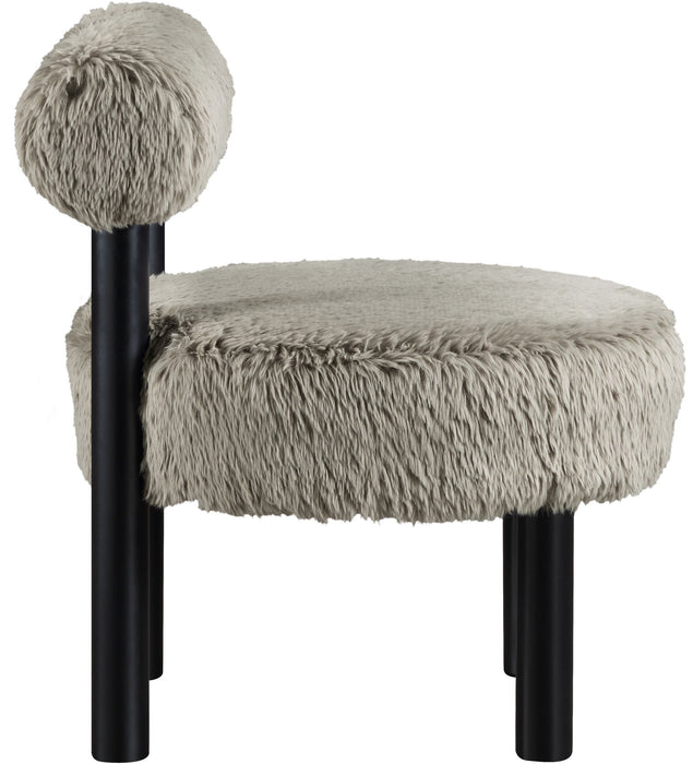 Ambre - Vegan Shearling Fabric Upholstered Accent Chair - Taupe - Simple Home Plus