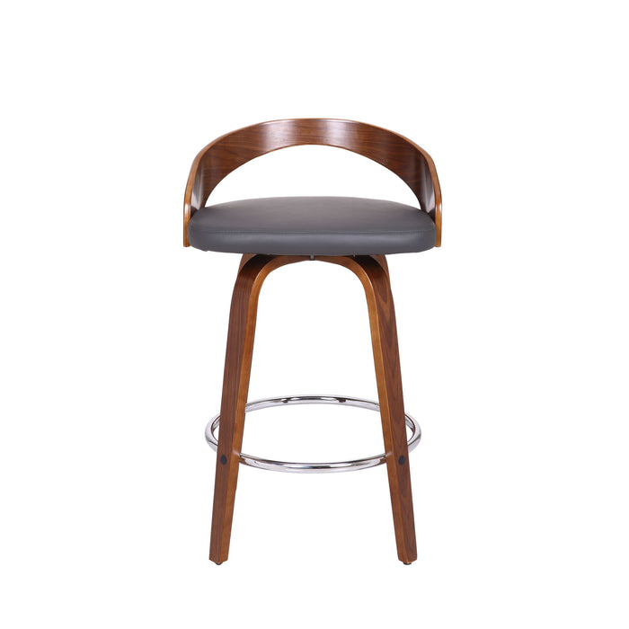 Sonia - 26" Counter Height Swivel Bar Stool - Walnut Wood - Simple Home Plus