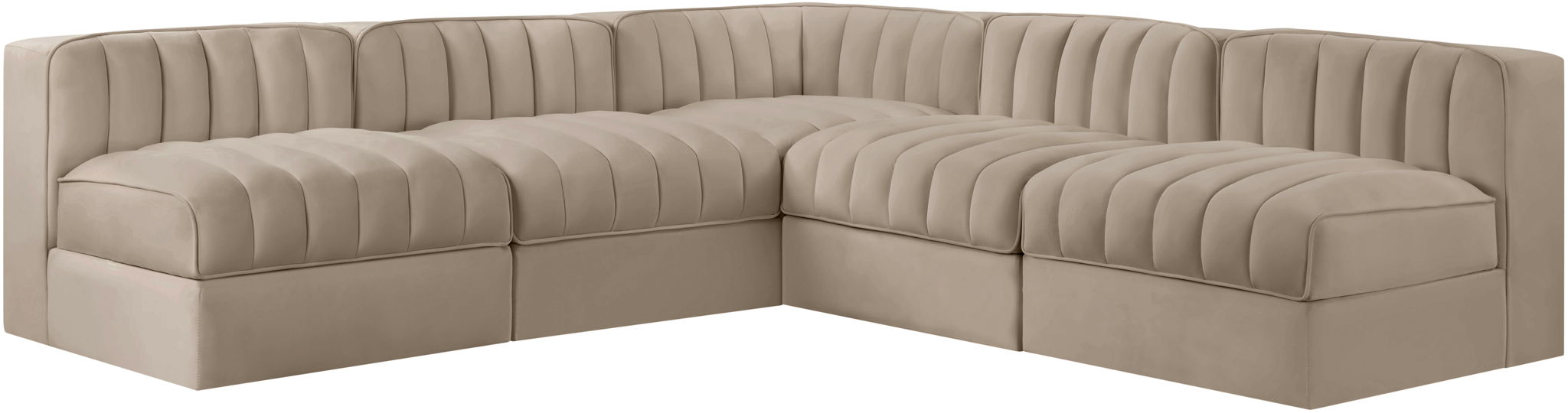 Rummi - Armless Velvet Performance Fabric Upholstered 5 Piece Modular Sectional - Simple Home Plus