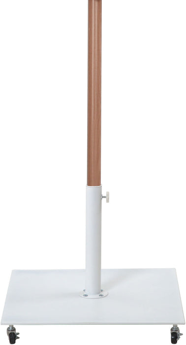 Fiji - Aluminum Patio Umbrella With Square White And Teak Base - Simple Home Plus