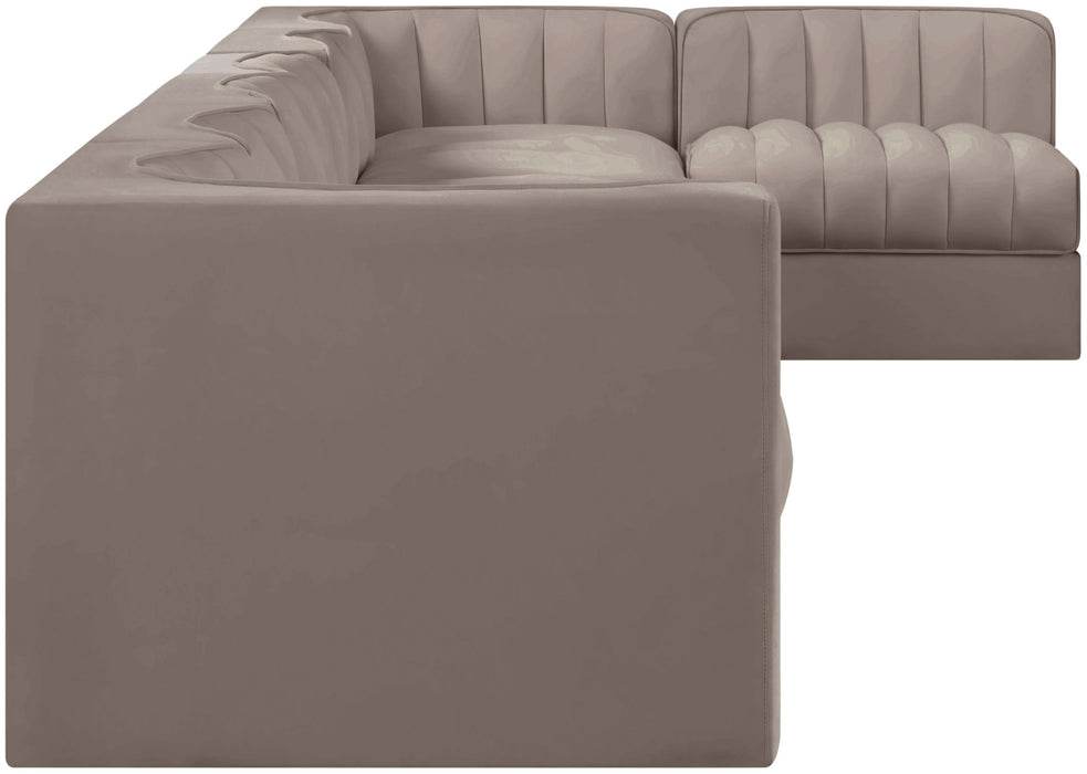 Rummi - Velvet Performance Fabric Upholstered 7 Piece Modular Sectional, L-Shaped (Right) - Simple Home Plus